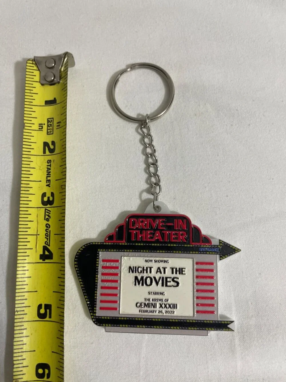 Drive-In Theater Night at the Movies Gemini XXXIII 2022 Mardi Gras Keychain Souv